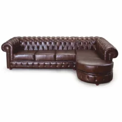 Casa Padrino Luxus Chesterfield Leder Ecksofa Dunkelbraun 293 cm - Chesterfield Möbel