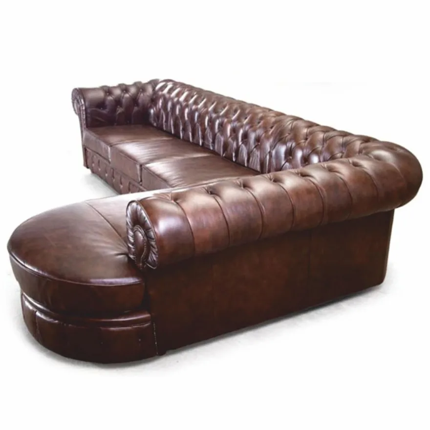 Casa Padrino Luxus Chesterfield Leder Ecksofa Dunkelbraun 293 cm - Chesterfield Möbel