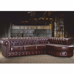 Casa Padrino Luxus Chesterfield Leder Ecksofa Dunkelbraun 293 cm - Chesterfield Möbel