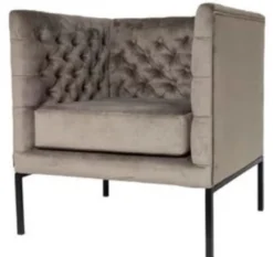 Casa Padrino Luxus Chesterfield Samt Sessel Grau / Schwarz 75 x 67 x H. 83 cm - Chesterfield Möbel