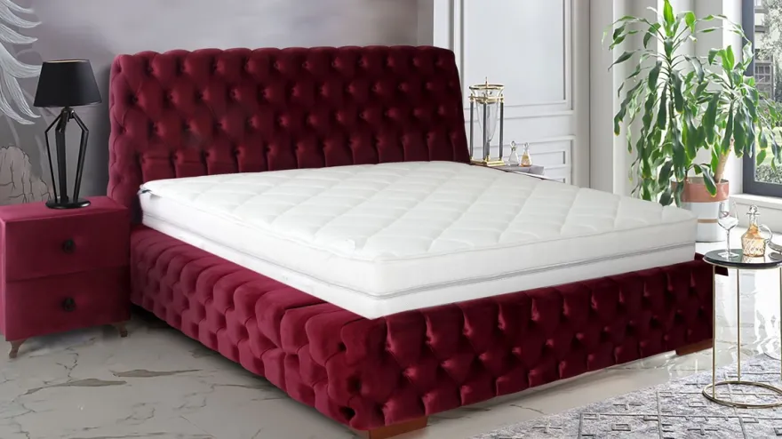 Casa Padrino Luxus Chesterfield Doppelbett Rosa / Braun - Verschiedene Größen - Modernes Bett mit Matratze - Chesterfield Schlafzimmer Möbel