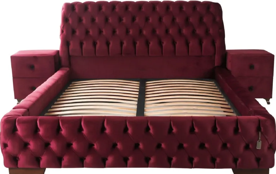 Casa Padrino Luxus Chesterfield Doppelbett Rosa / Braun - Verschiedene Größen - Modernes Bett mit Matratze - Chesterfield Schlafzimmer Möbel
