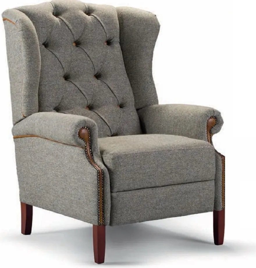 Casa Padrino Luxus Chesterfield Relax Sessel Grau / Braun - Wohnzimmer Möbel