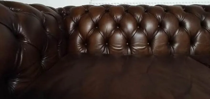Casa Padrino Luxus Chesterfield Leder Sofa Vintage Dunkelbraun 240 x 100 x H. 80 cm - Echtleder Wohnzimmer Sofa - Wohnzimmer Möbel - Chesterfield Möbel - Luxus Möbel - Luxus Wohnzimmer Einrichtung