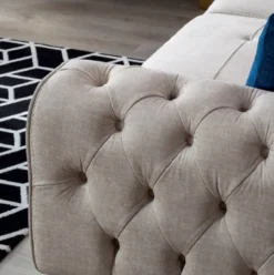 Casa Padrino Luxus Chesterfield Sofa Grau / Schwarz / Gold 240 x 100 x H. 85 cm - Modernes Wohnzimmer Sofa - Chesterfield Wohnzimmer Möbel
