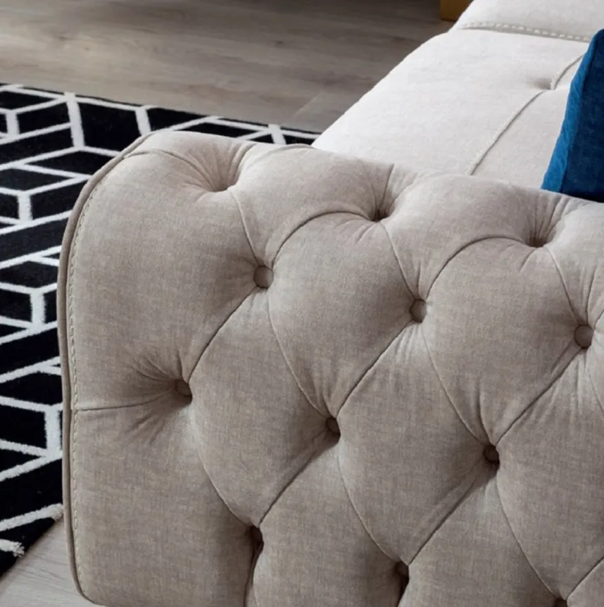 Casa Padrino Luxus Chesterfield Sofa Grau / Schwarz / Gold 240 x 100 x H. 85 cm - Modernes Wohnzimmer Sofa - Chesterfield Wohnzimmer Möbel
