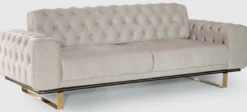 Casa Padrino Luxus Chesterfield Sofa Grau / Schwarz / Gold 240 x 100 x H. 85 cm - Modernes Wohnzimmer Sofa - Chesterfield Wohnzimmer Möbel