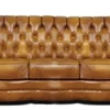 Casa Padrino Luxus Chesterfield Echtleder 3er Sofa Braun 200 x 85 x H. 90 cm - Echtleder Möbel