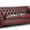 Casa Padrino Luxus Chesterfield Sessel Baker 116 x 93 x H. 77 cm - Eleganter Wohnzimmer Sessel mit Echtleder - Chesterfield Wohnzimmer Möbel