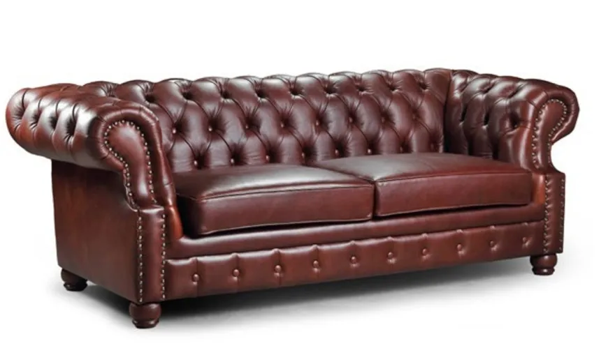Casa Padrino Luxus Chesterfield Sessel Baker 116 x 93 x H. 77 cm - Eleganter Wohnzimmer Sessel mit Echtleder - Chesterfield Wohnzimmer Möbel