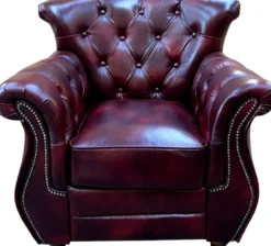 Casa Padrino Luxus Chesterfield Echtleder Wohnzimmer Set Bordeauxrot / Braun / Silber - 2 Leder Sofas & 2 Leder Sessel - Wohnzimmer Möbel - Chesterfield Möbel