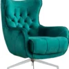 Casa Padrino Luxus Chesterfield Drehsessel Grün / Silber 86 x 82 x H. 100 cm - Wohnzimmer Sessel - Chesterfield Wohnzimmer Möbel