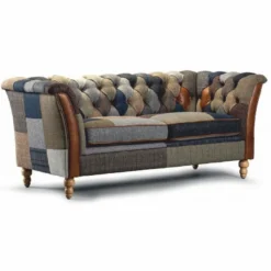 Casa Padrino Luxus Chesterfield 2er Sofa Bunt / Braun 186 cm