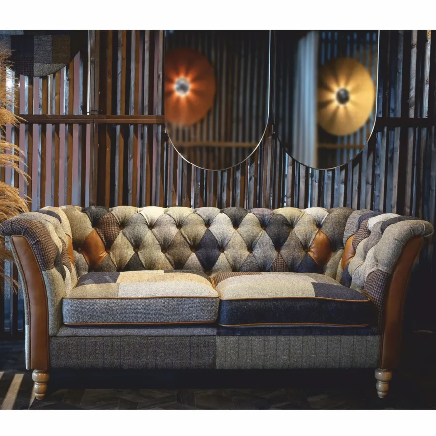 Casa Padrino Luxus Chesterfield 2er Sofa Bunt / Braun 186 cm