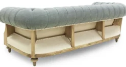 Casa Padrino Luxus Chesterfield Sofa Grau / Creme / Naturfarben 215 x 100 x H. 72 cm - Wohnzimmer Sofa - Hotel Sofa - Wohnzimmer Möbel - Chesterfield Möbel - Luxus Möbel - Luxus Einrichtung