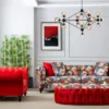 Casa Padrino Luxus Chesterfield Wohnzimmer Sofa mit Blumenmuster Grau / Mehrfarbig / Schwarz 235 x 90 x H. 75 cm - Chesterfield Wohnzimmer Möbel - Luxus Wohnzimmer Möbel - Luxus Einrichtung