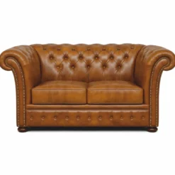 Casa Padrino Luxus Chesterfield Leder 2er Sofa Vintage Braun / Dunkelbraun 170 cm