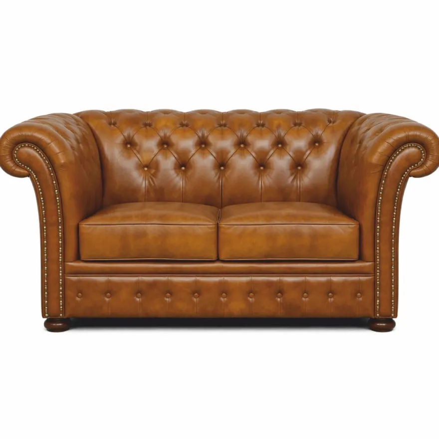 Casa Padrino Luxus Chesterfield Leder 2er Sofa Vintage Braun / Dunkelbraun 170 cm