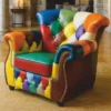 Casa Padrino Luxus Chesterfield Leder Sessel Bunt - Patchwork Leder Möbel