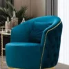 Casa Padrino Luxus Chesterfield Sessel Türkis / Gold 90 x 95 x H. 75 cm - Moderner Wohnzimmer Sessel - Chesterfield Wohnzimmer Möbel