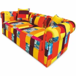Casa Padrino Luxus Chesterfield Sofa mit Kissen Bunt 210 cm - Wohnzimmer Sofa - Wohnzimmer Möbel - Chesterfield Möbel