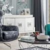 Casa Padrino Luxus Chesterfield Drehsessel Schwarz / Grau / Silber 86 x 82 x H. 100 cm - Wohnzimmer Sessel - Chesterfield Wohnzimmer Möbel