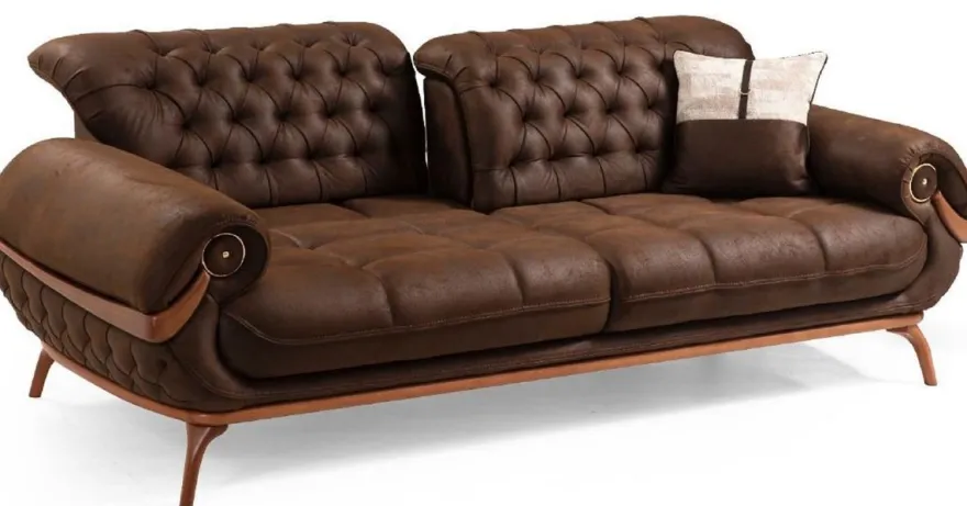 Casa Padrino Luxus Chesterfield Wohnzimmer Sofa mit verstellbaren Rückenlehnen Dunkelbraun / Braun - Chesterfield Wohnzimmer Möbel - Luxus Wohnzimmer Möbel - Luxus Möbel - Luxus Einrichtung