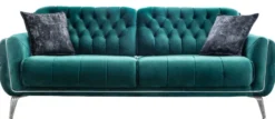 Casa Padrino Luxus Chesterfield Schlafsofa Grün / Silber 230 x 95 x H. 75 cm - Modernes Wohnzimmer Sofa - Chesterfield Wohnzimmer Möbel