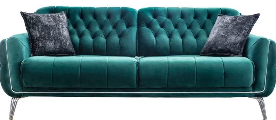Casa Padrino Luxus Chesterfield Schlafsofa Grün / Silber 230 x 95 x H. 75 cm - Modernes Wohnzimmer Sofa - Chesterfield Wohnzimmer Möbel