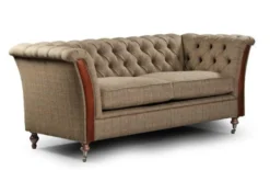 Casa Padrino Luxus Chesterfield 2er Sofa Grau / Braun 186 x 87 x H. 77 cm - Wohnzimmer Sofa mit Echtleder - Chesterfield Wohnzimmer Möbel