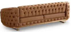 Casa Padrino Luxus Chesterfield Wohnzimmer Set Vintage Braun / Messing - 2 Luxus Chesterfield Sofas & 2 Luxus Chesterfield Sessel - Wohnzimmer Möbel - Luxus Möbel - Chesterfield Möbel