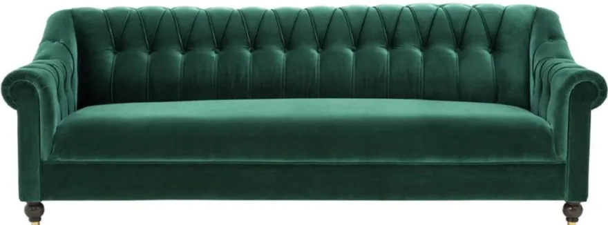 Casa Padrino Luxus Chesterfield Wohnzimmer Sofa Grün / Braun / Gold 230 x 90 x H. 81,5 cm - Luxus Qualität
