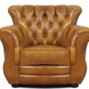 Casa Padrino Luxus Chesterfield Echtleder Sessel Braun 95 x 85 x H. 88 cm - Echtleder Möbel