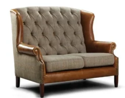 Casa Padrino Luxus Chesterfield Sessel Wing 133 x 90 x H. 105 cm - Eleganter Wohnzimmer Sessel mit Echtleder - Chesterfield Wohnzimmer Möbel