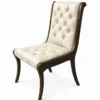 Casa Padrino Luxus Chesterfield Leder Esszimmer Stuhl Creme / Dunkelbraun H. 95 cm - Luxus Möbel