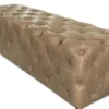 Casa Padrino Luxus Chesterfield Echtleder Sitzbank Braun 158 x 47 x H. 45 cm - Chesterfield Möbel
