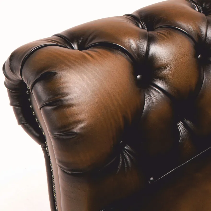 Casa Padrino Luxus Chesterfield Echtleder Sofa Vintage Braun / Dunkelbraun 240 cm