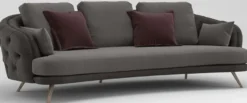 Casa Padrino Luxus Chesterfield 3-Sitzer Sofa Grau / Braun 240 x 95 x H. 85 cm - Wohnzimmer Sofa - Wohnzimmer Möbel