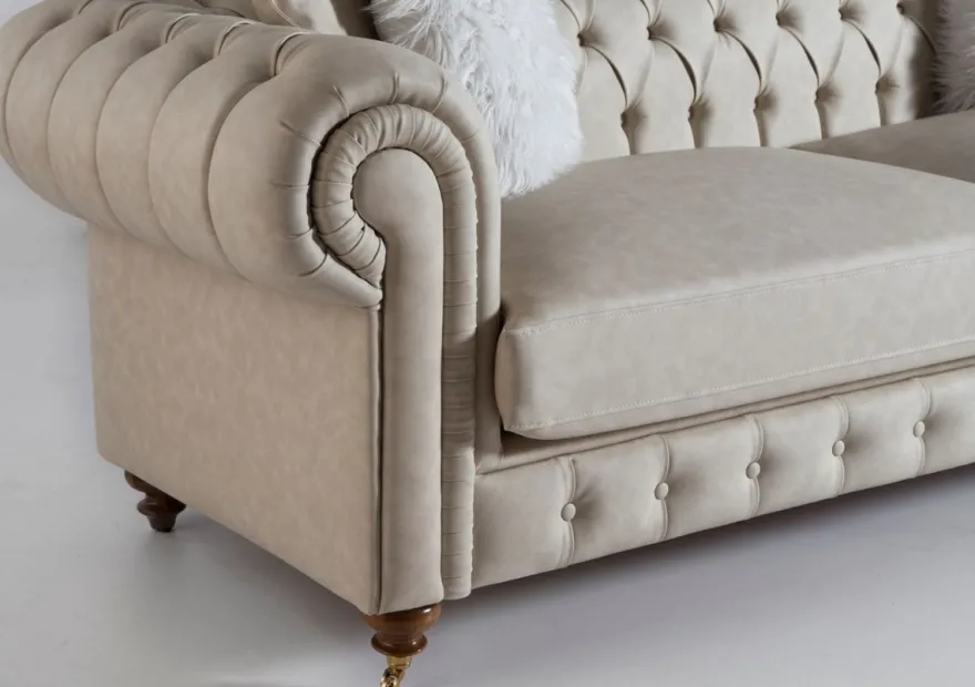 Casa Padrino Luxus Chesterfield Sofa Grau / Braun 240 x 100 x H. 78 cm - Edles Wohnzimmer Sofa - Chesterfield Möbel