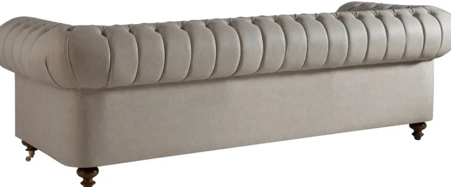 Casa Padrino Luxus Chesterfield Sofa Grau / Braun 240 x 100 x H. 78 cm - Edles Wohnzimmer Sofa - Chesterfield Möbel