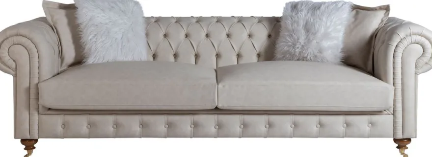 Casa Padrino Luxus Chesterfield Sofa Grau / Braun 240 x 100 x H. 78 cm - Edles Wohnzimmer Sofa - Chesterfield Möbel