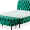 Casa Padrino Luxus Chesterfield Doppelbett Grün / Braun - Verschiedene Größen - Modernes Bett mit Matratze und Sitzbank - Schlafzimmer Möbel