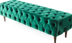 Casa Padrino Luxus Chesterfield Doppelbett Grün / Braun - Verschiedene Größen - Modernes Bett mit Matratze und Sitzbank - Schlafzimmer Möbel