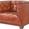 Casa Padrino Luxus Chesterfield Echtleder Sessel Braun 110 cm - Echtleder Möbel