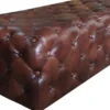 Casa Padrino Luxus Chesterfield Echtleder Fußhocker Dunkelbraun 140 x 60 x H. 42 cm - Luxus Möbel