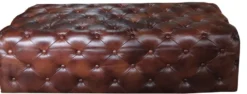 Casa Padrino Luxus Chesterfield Echtleder Fußhocker Dunkelbraun 140 x 60 x H. 42 cm - Luxus Möbel