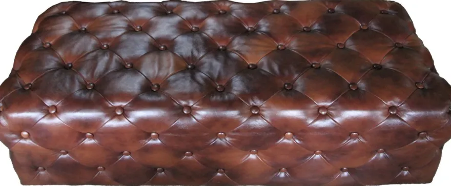 Casa Padrino Luxus Chesterfield Echtleder Fußhocker Dunkelbraun 140 x 60 x H. 42 cm - Luxus Möbel