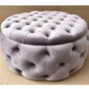 Casa Padrino Luxus Chesterfield Rundhocker mit Stauraum Grau Ø 100 x H. 45 cm