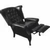 Casa Padrino Luxus Chesterfield Leder Fernsehsessel Vintage Schwarz / Schwarz H. 110 cm - Echtleder Wohnzimmer Sessel