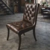 Casa Padrino Luxus Chesterfield Leder Esszimmer Stuhl Dunkelbraun H. 95 cm - Luxus Möbel